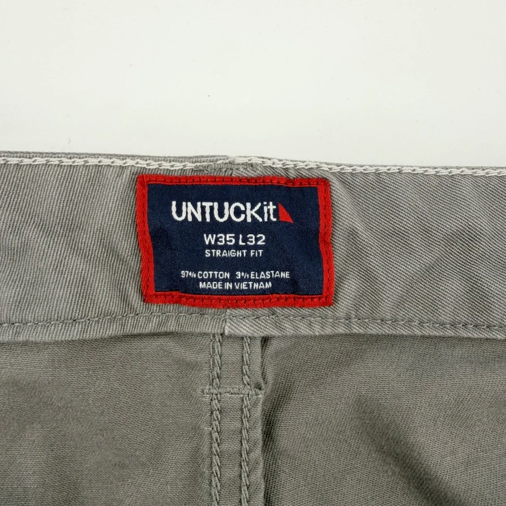 UNTUCKit‎ Straight Fit 5-Pocket Pants Gray Stretch Cotton Chinos 35x32 Mens